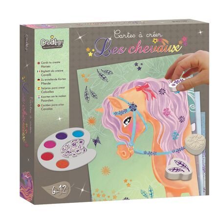  Картички с печати - Коне, Творчески комплект