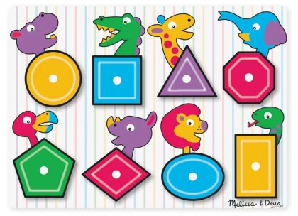 Дървен пъзел с дръжки - Геометричните фигури