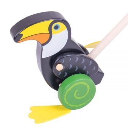 Дървена играчка за бутане - Тукан