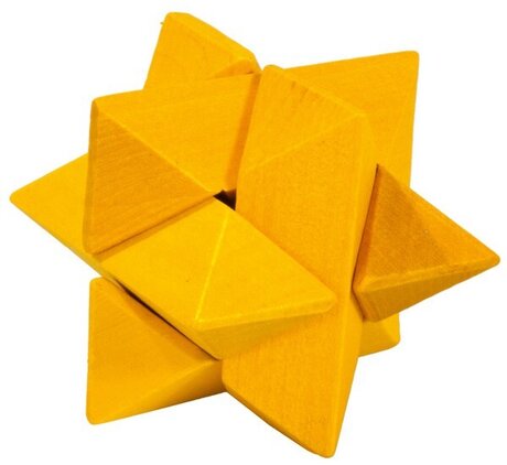 Дървен Мини Пъзел Звезда -Жълт