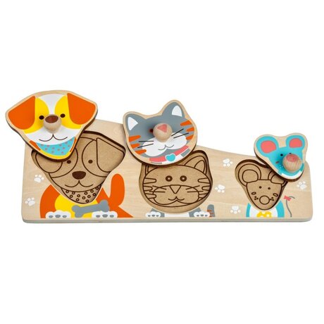 ДЪРВЕН ПЪЗЕЛ С ДРЪЖКИ - КУЧЕ, КОТЕ И МИШЛЕ, LUCY&LEO